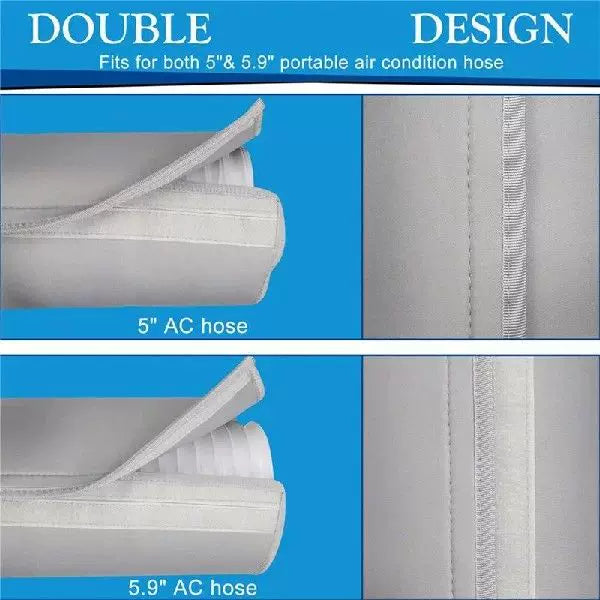 Unisex One Size Insulated Accordion Style Portable Air Conditioner Exhaust Hose Extension with Protective Sleeve and Snap Button Clips Bowlift