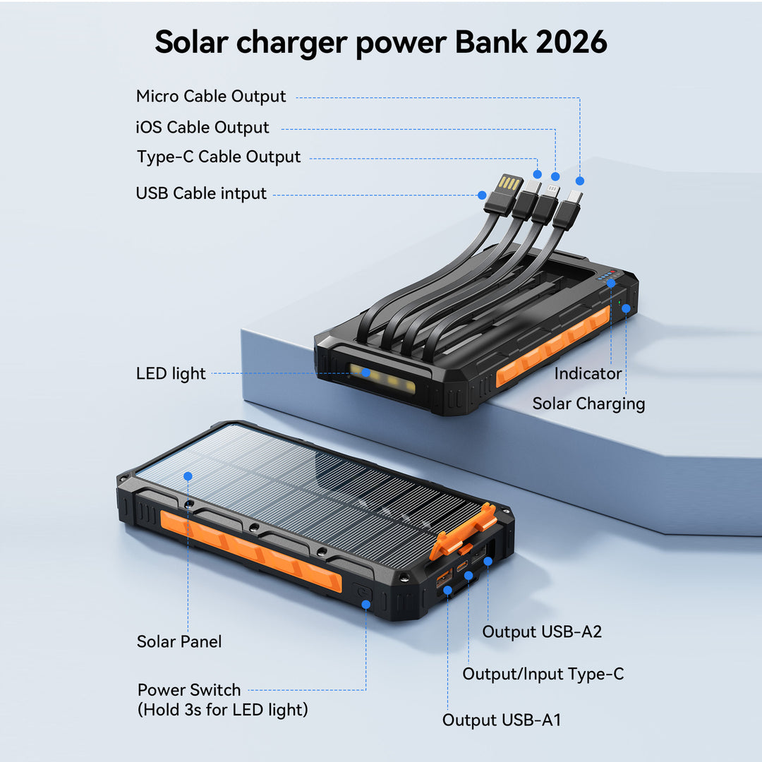 Multifunctional Solar Power Bank with Fast Charging Function Bowlift