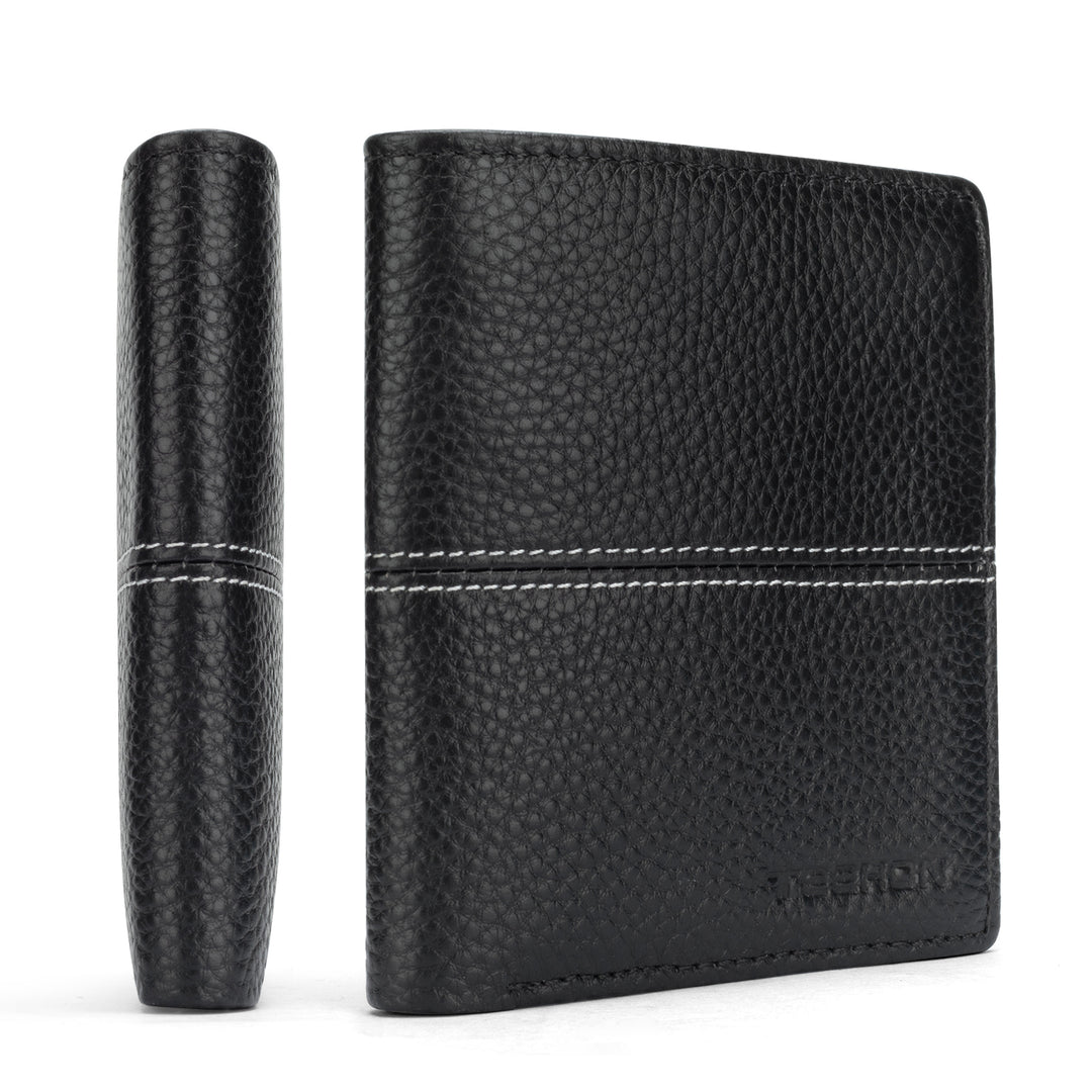 Textured Leather Bi-Fold Wallet Bowlift 1790153056