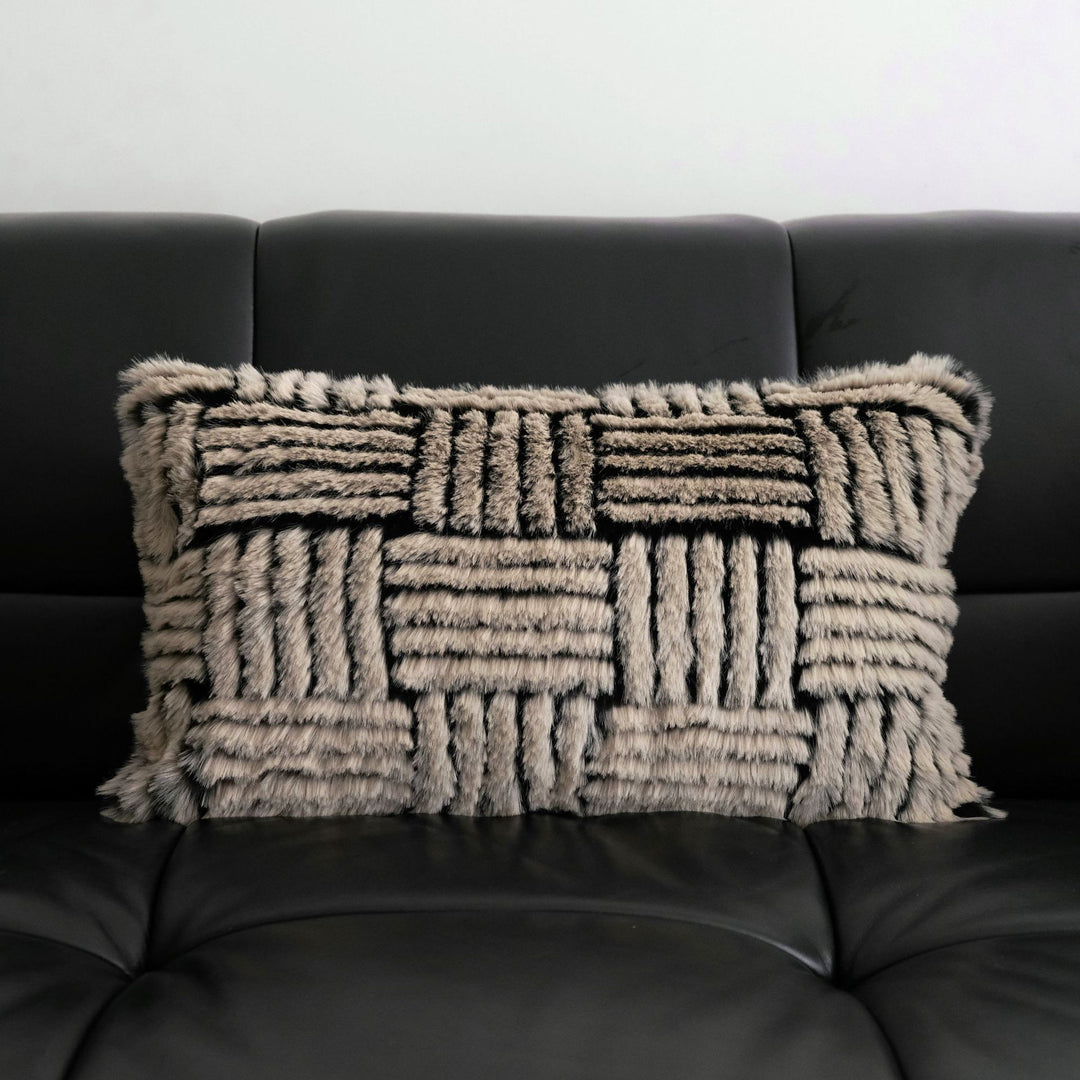 Chic Textured Fur Accent Pillow for Home Decor