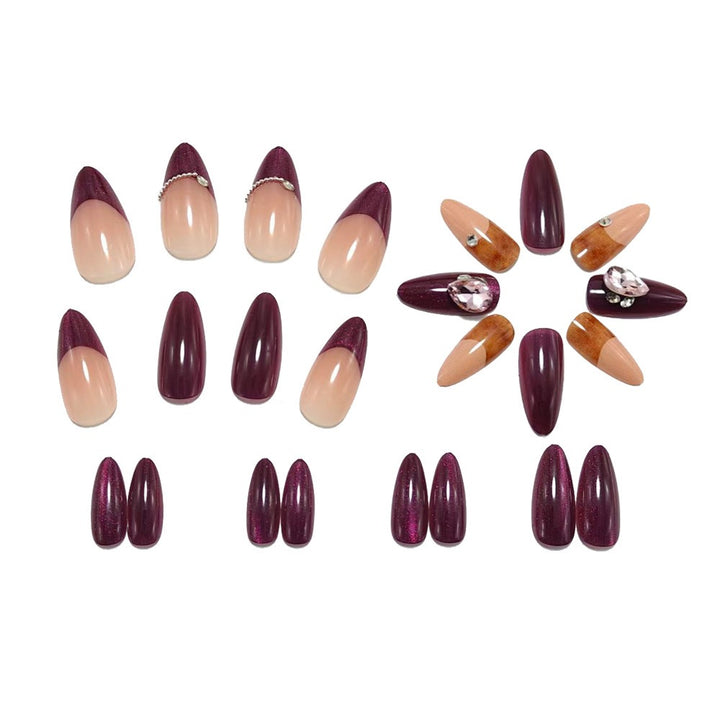 Artificial nails in elegant French design with glitter accents Bowlift