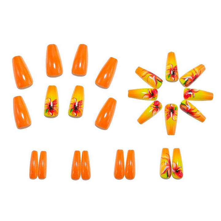 Acrylic nails with gradient color and floral design Bowlift