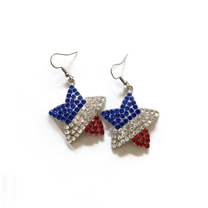 Women’s striking rhinestone earrings with flag motif United States Bowlift
