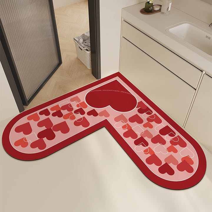 Modern Heart-Shaped Kitchen Mat Bowlift