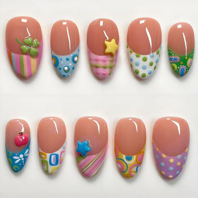Creative Patterned Press-On Nail Art Set Bowlift
