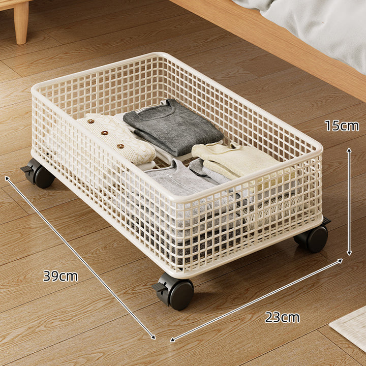 Low-Profile Metal Mesh Under-Bed Storage Basket