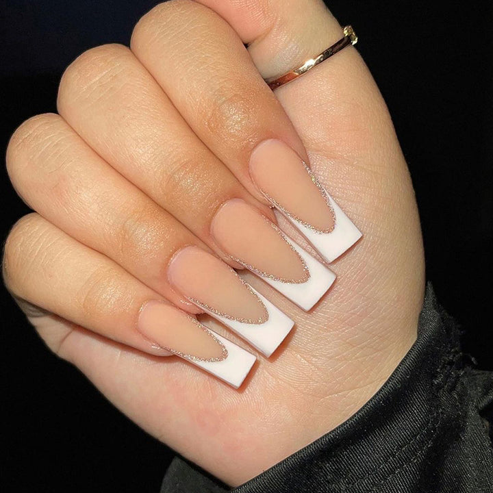 Elegant French Tip Nail Extensions Bowlift