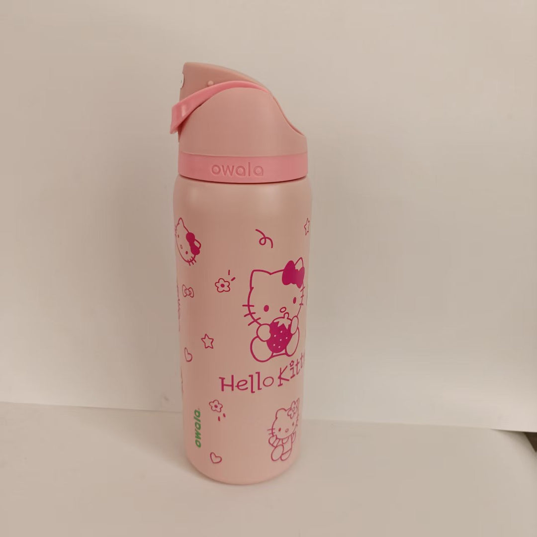 Double-Wall Vacuum Insulated Stainless Steel Travel Bottle With Flip Straw Leakproof Lid And Character Print