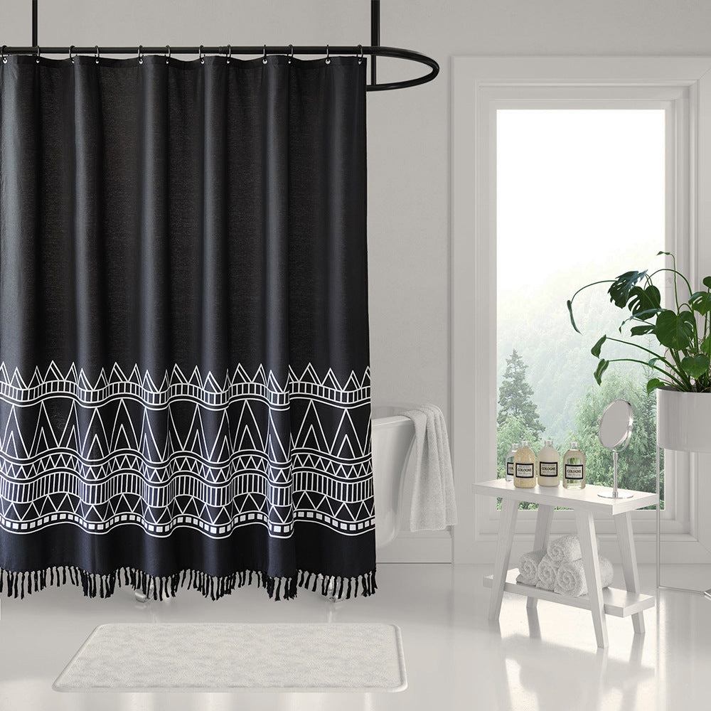 Geometric Fringe Shower Curtain Bowlift
