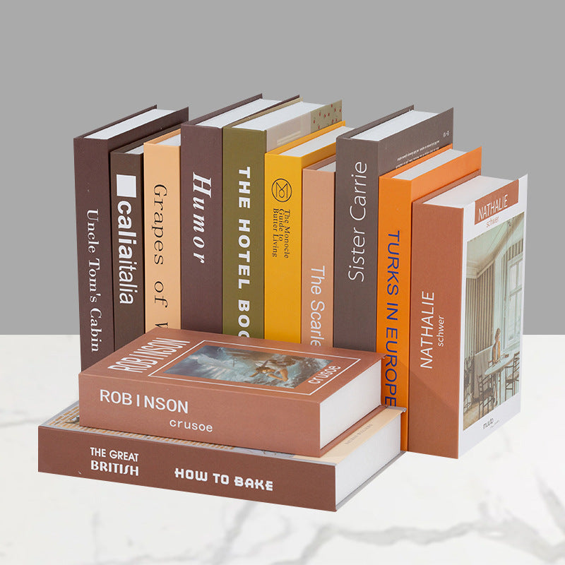 Decorative faux book storage box set for bookshelf styling Bowlift