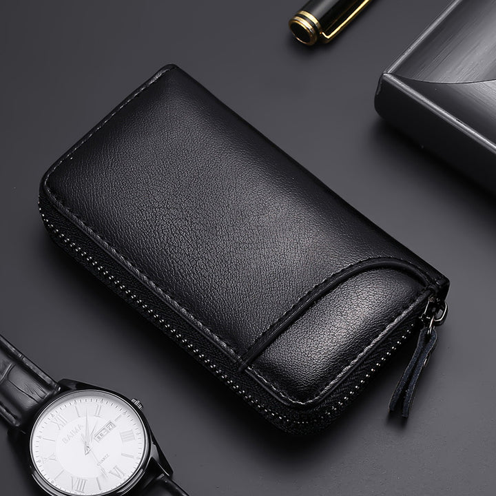 RFID Blocking Leather Zip Wallet