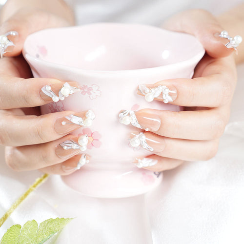 Pearl Embellished Press-On Nail Set Bowlift