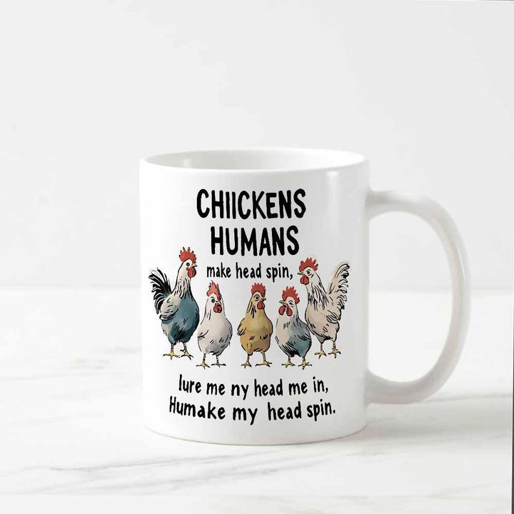 Ceramic Novelty Coffee Mug With Illustrated Chickens And Humorous Lyric Print