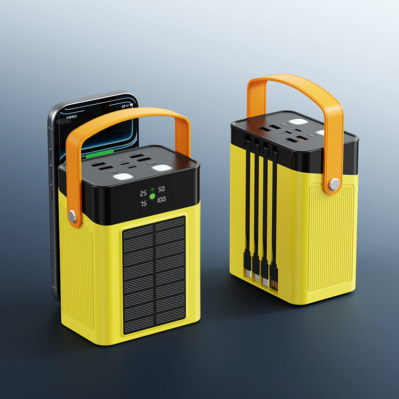 Portable Solar Power Bank with Integrated Cable Management and Digital Display Bowlift