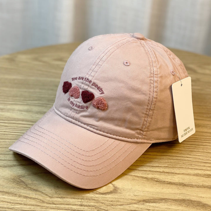 Women's Embroidered Heart Motif Baseball Cap Bowlift