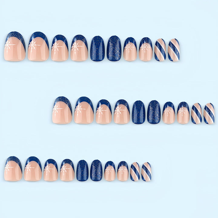 Artificial Nail Set with Glittering Winter Motifs Bowlift