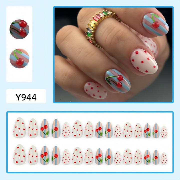 Artificial nails with fruity cherry design Bowlift