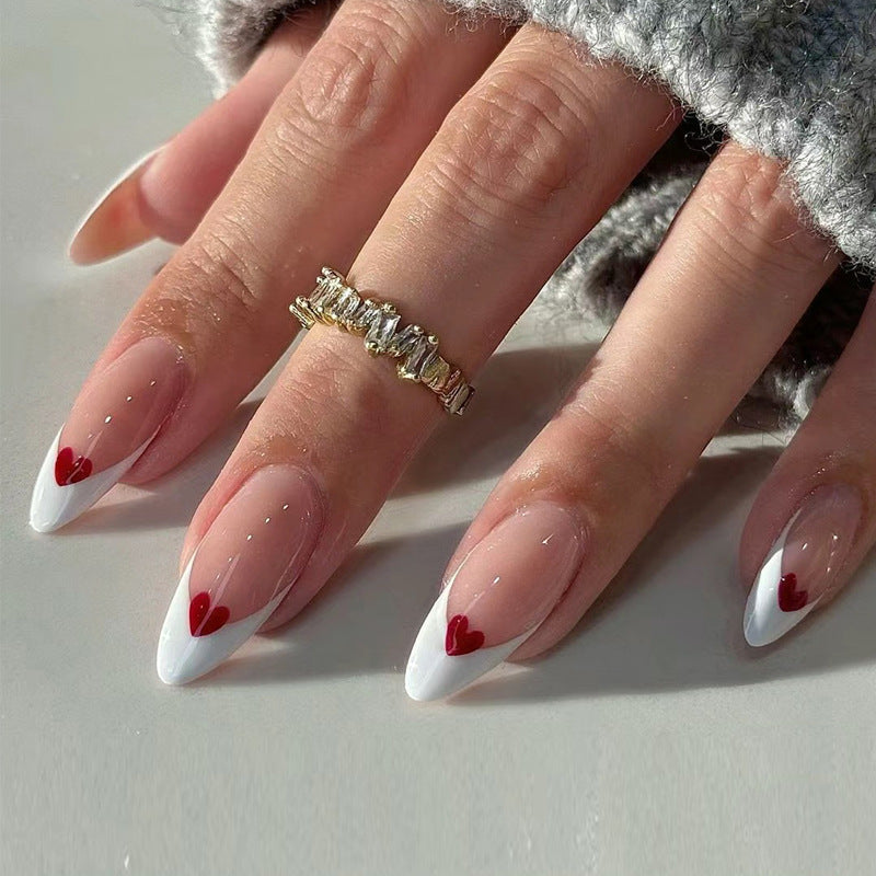 Elegant Heart-Designed Press-On Nail Tips Bowlift