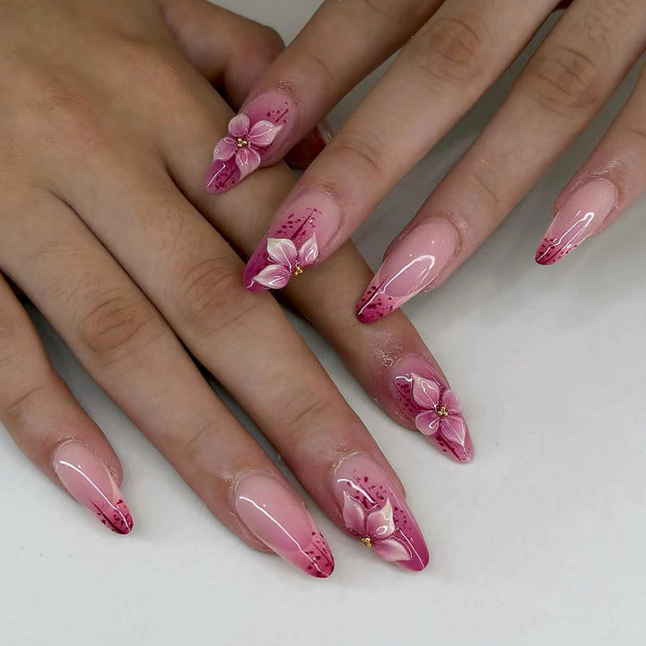 Floral-Inspired 3D Press-On Nail Art Bowlift