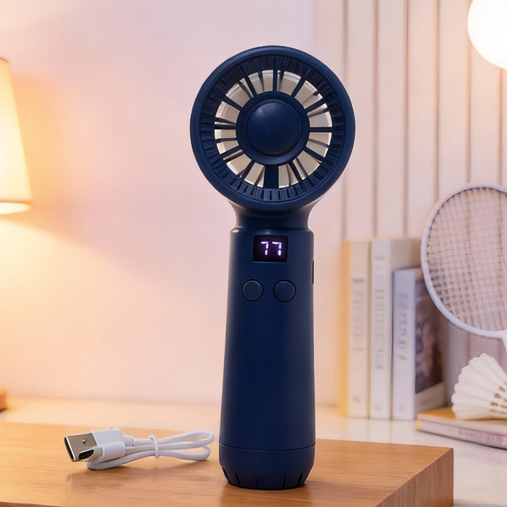 Ladies portable mini hand fan with LCD display and USB connection Bowlift