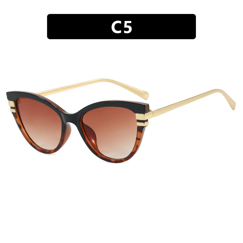 Ladies Cat-Eye Sunglasses with Elegant Plastic Frame and Golden Accents Bowlift