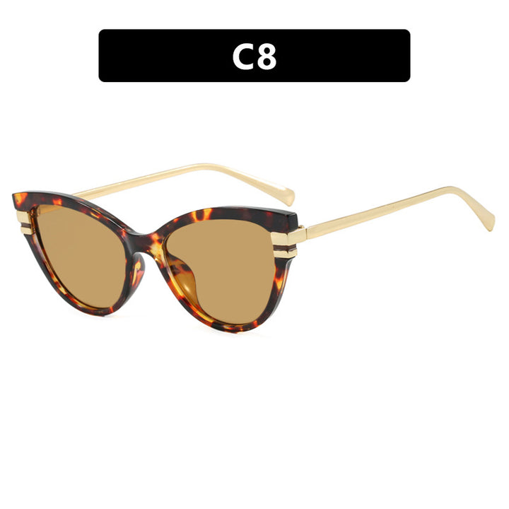 Ladies Cat-Eye Sunglasses with Elegant Plastic Frame and Golden Accents Bowlift