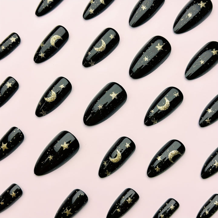 Glamorous nail art in moon and star design Bowlift