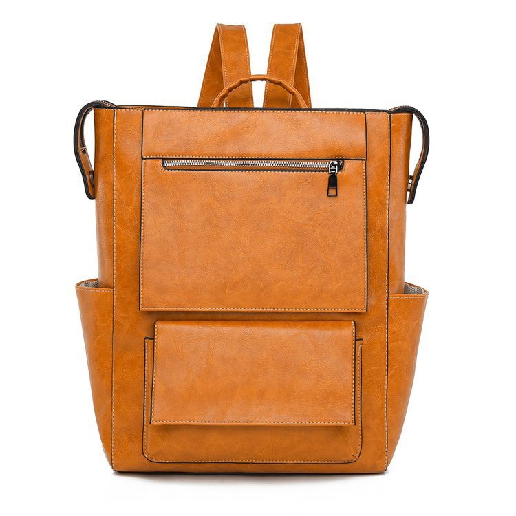 Multi-Pocket Genuine Leather Backpack Bowlift