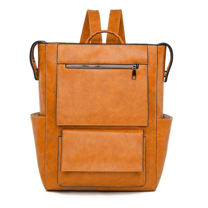 Multi-Pocket Genuine Leather Backpack Bowlift
