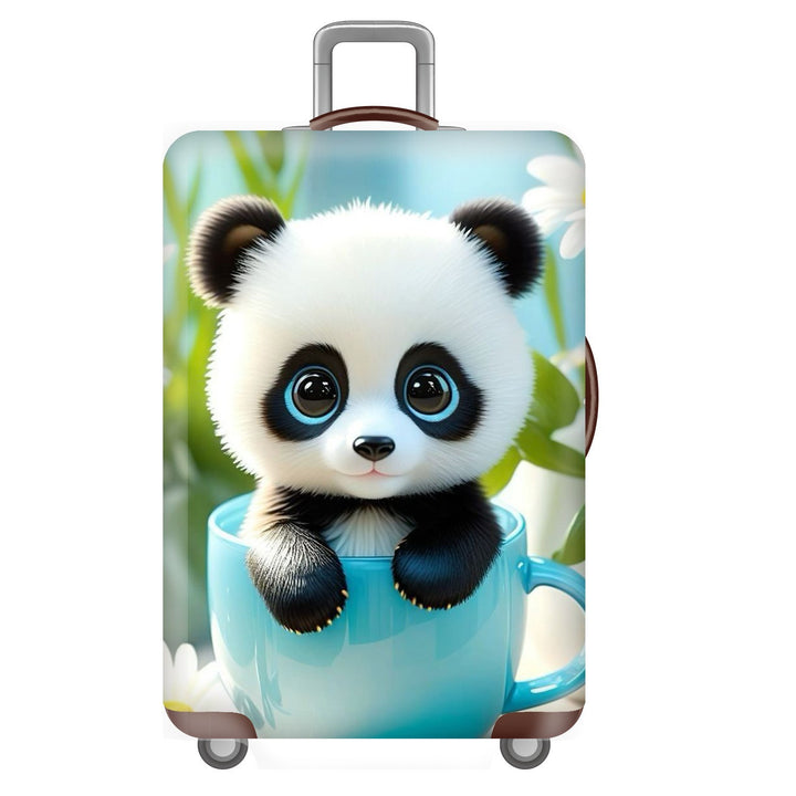 Unisex non-elastic suitcase cover for hard shell trolley with cute panda design, stretch protective cover with handle and wheel openings Bowlift