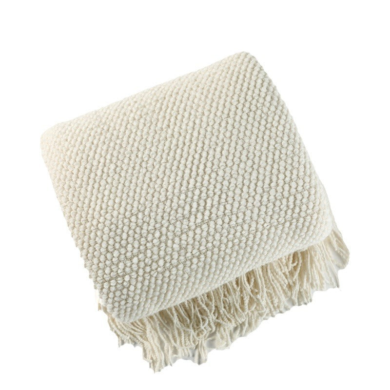 Textured Fringe Throw Blanket Bowlift