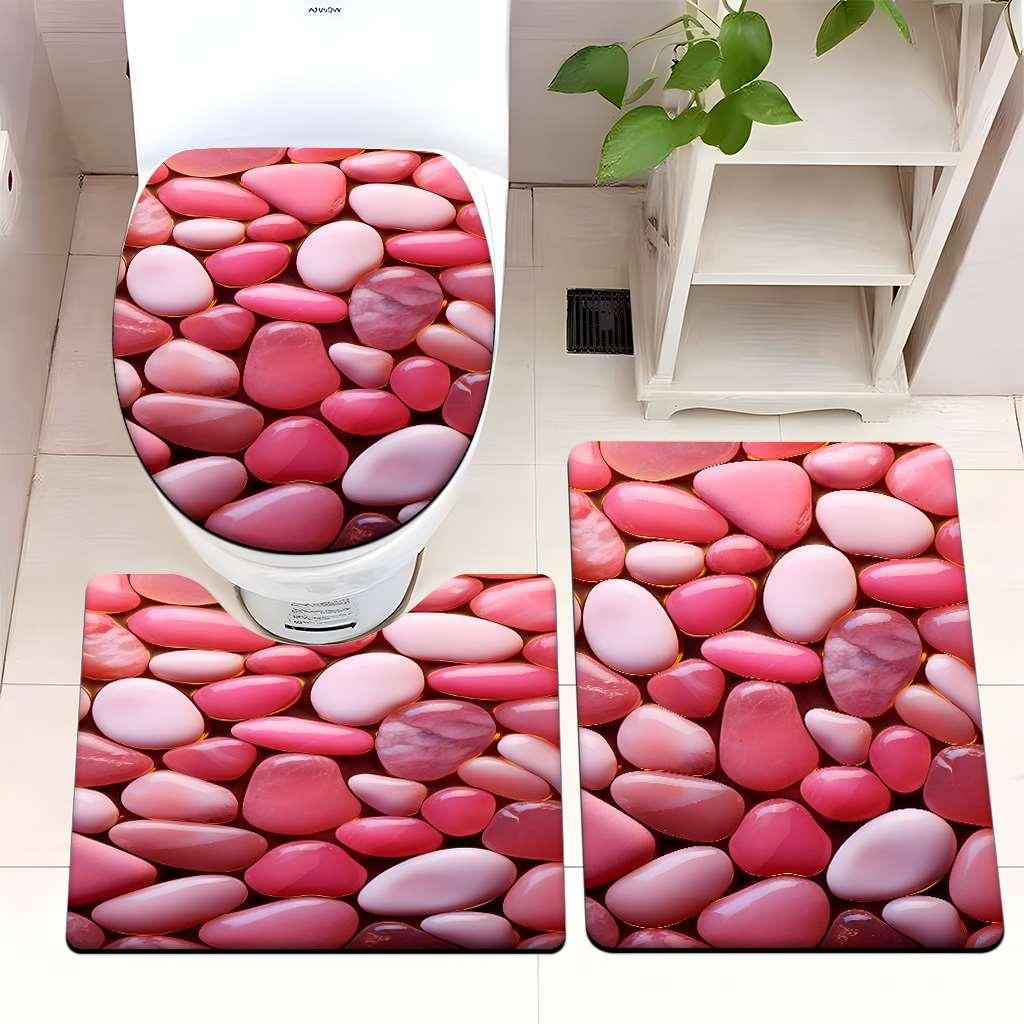 Decorative Pebble Bathroom Mat Set Bowlift
