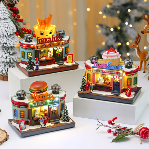 Decorative LED Ice Cream Shop Figurine Bowlift