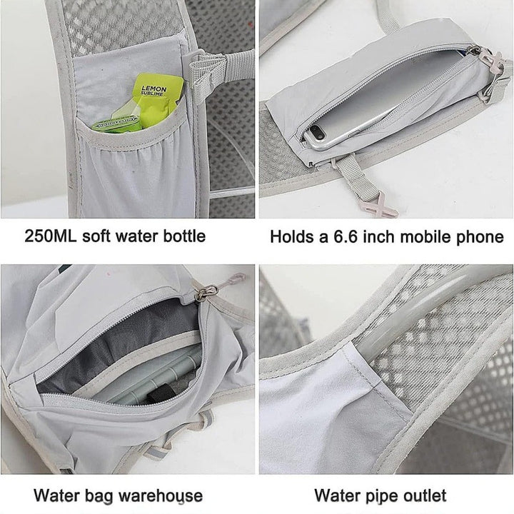 Sporty hydration backpack with mesh inserts and multiple compartments Bowlift