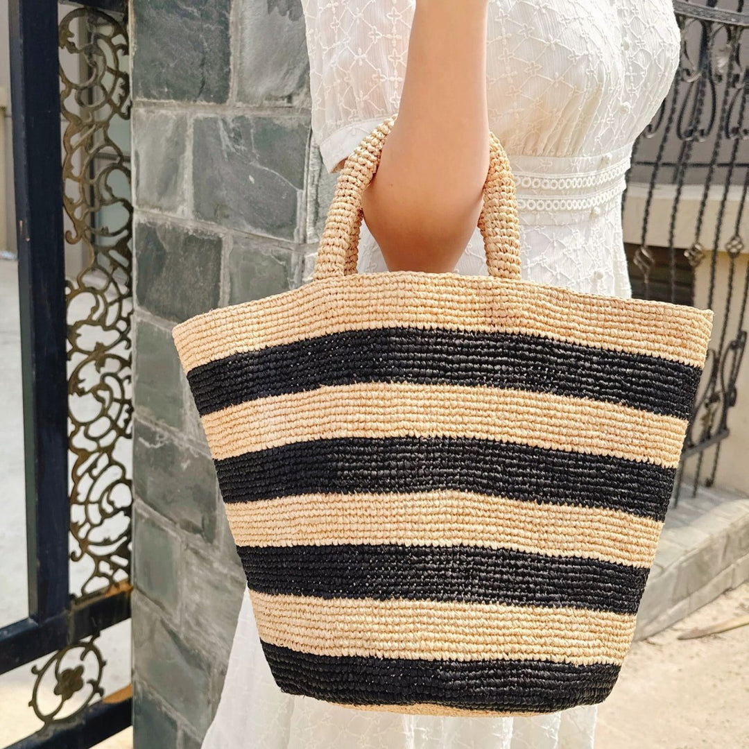 Handcrafted Tote Bag In Stripe Pattern Bowlift