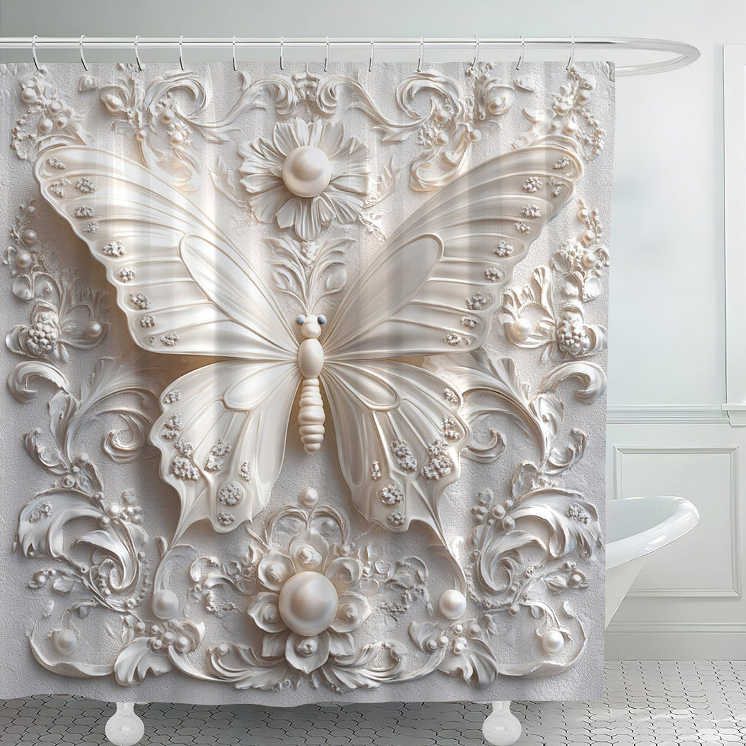 Artistic Butterfly Shower Curtain Bowlift