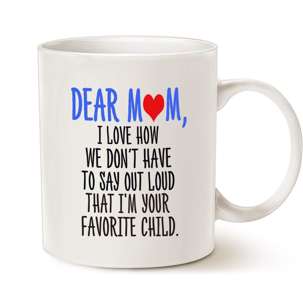 Large Dishwasher-Safe Stoneware Statement Coffee Mug With Oversized C-Handle And Humorous "Great Job Mom" Typographic Print