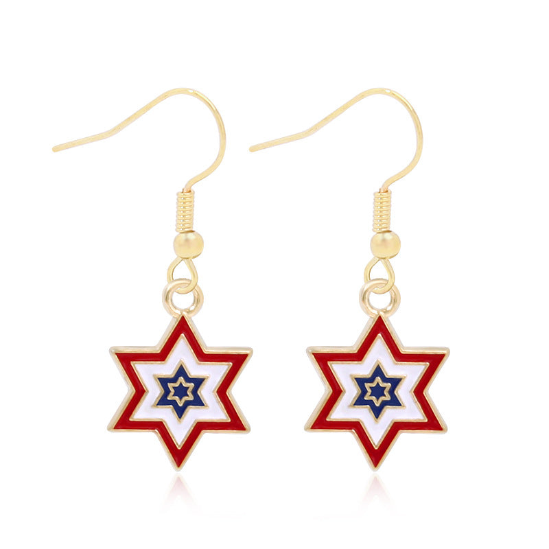 Women's lightweight star earrings with enamel flag design and fishhook Bowlift