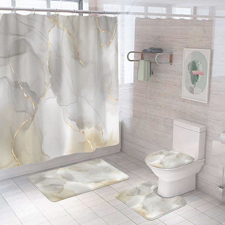 Elegant Marble Pattern Bathroom Mat Set Bowlift