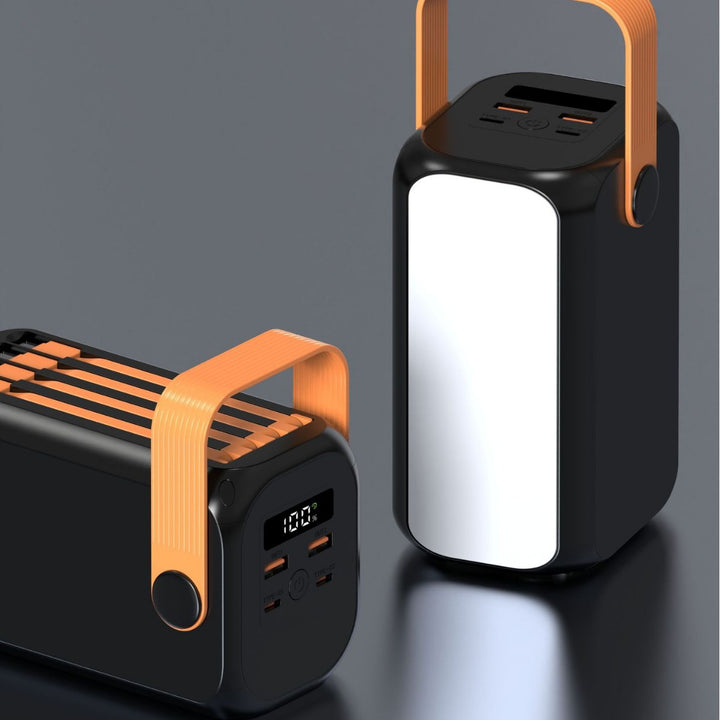 Portable power bank with multifunctional charging port and integrated carrying handle Bowlift