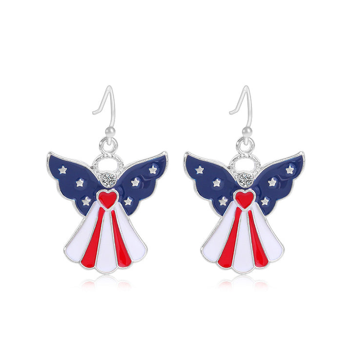 Women's lightweight star earrings with enamel flag design and fishhook Bowlift