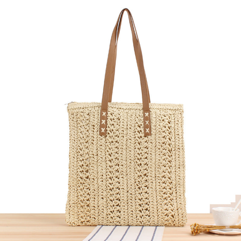 Braided summer bag with sturdy leather handles Bowlift