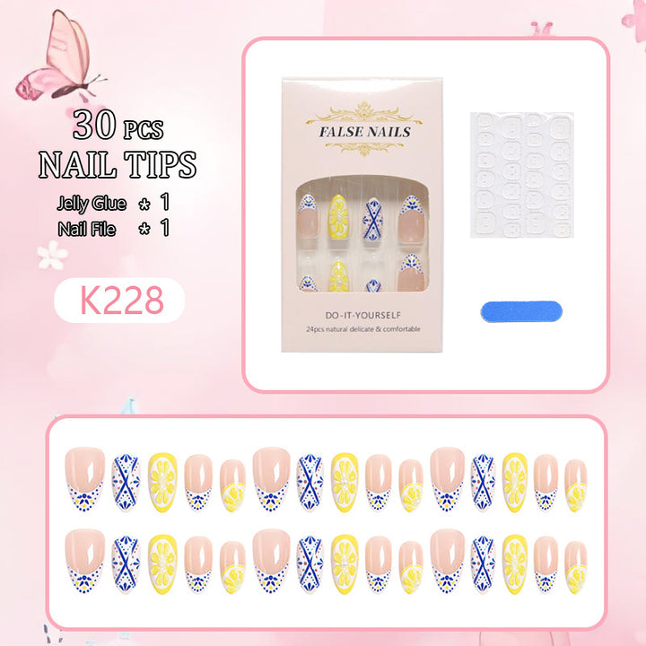 Creative Nail Art Set with Lemon and Flower Designs Bowlift