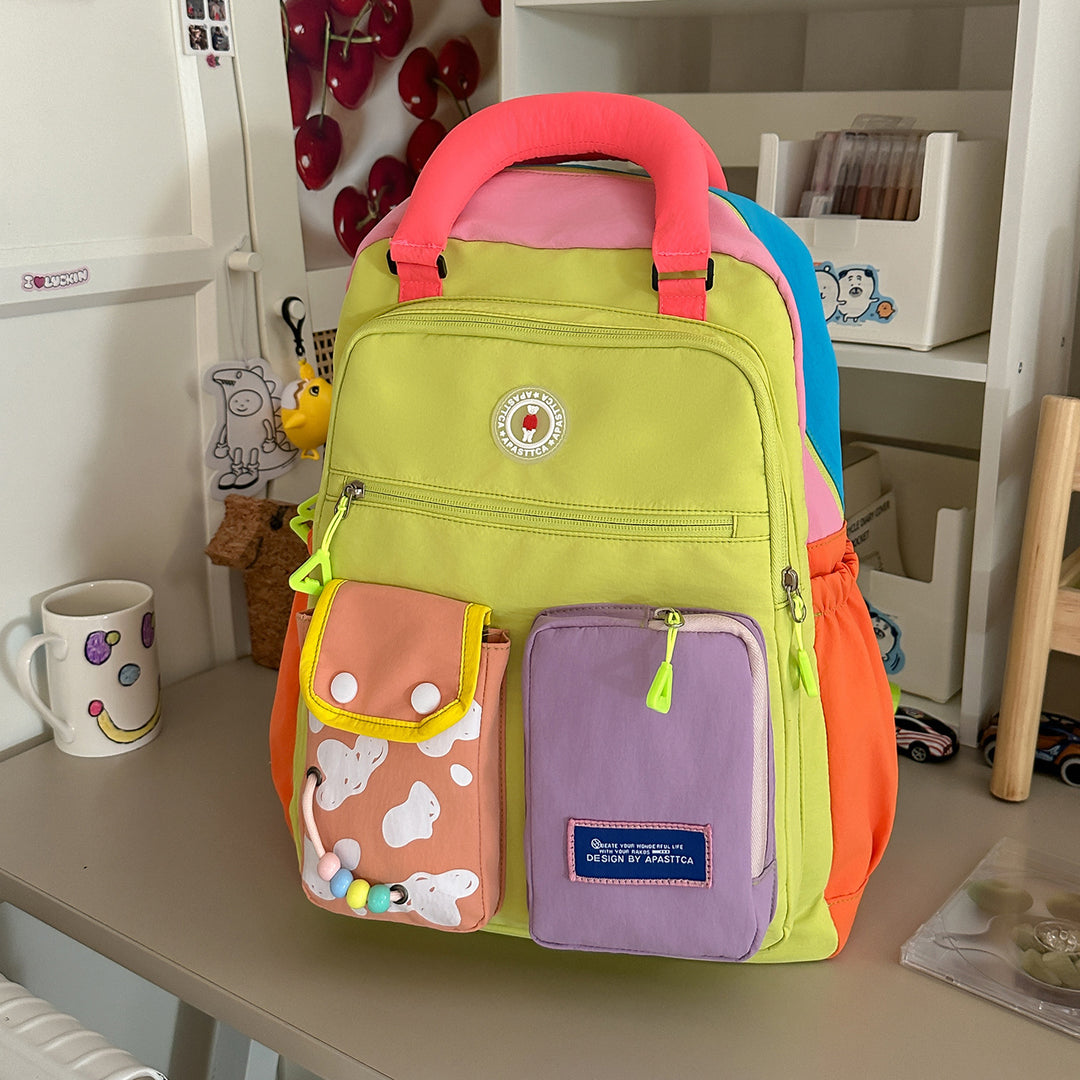 Color Block Multi-Functional Backpack Bowlift