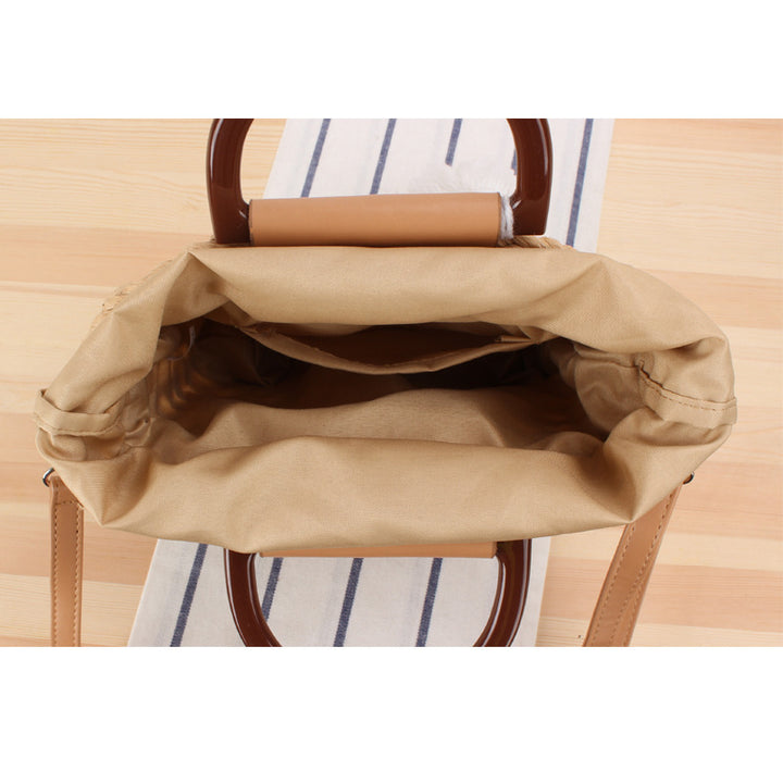 Woven tote bag with detachable faux leather strap Bowlift