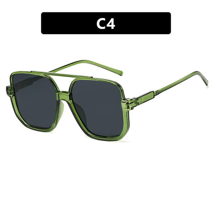 Women's square sunglasses with transparent frame and green tinted lenses Bowlift