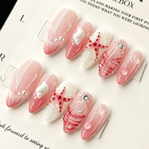 Elegant sea motif artificial nails Bowlift