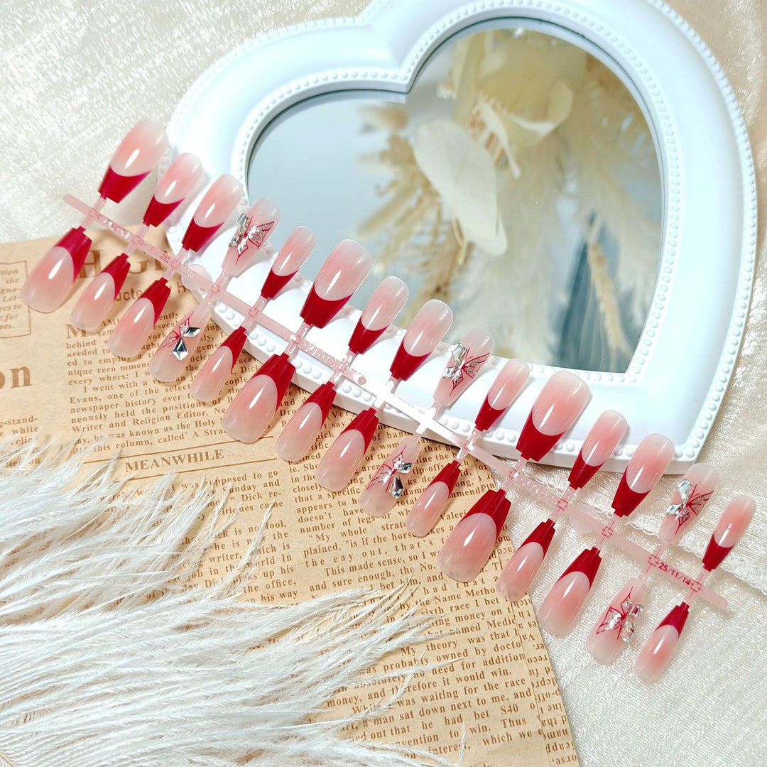 Artificial Nail Set with Elegant 3D Flower Decorations Bowlift