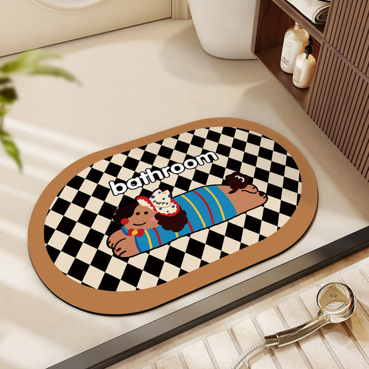 Cute Cartoon Dog Bath Mat Bowlift