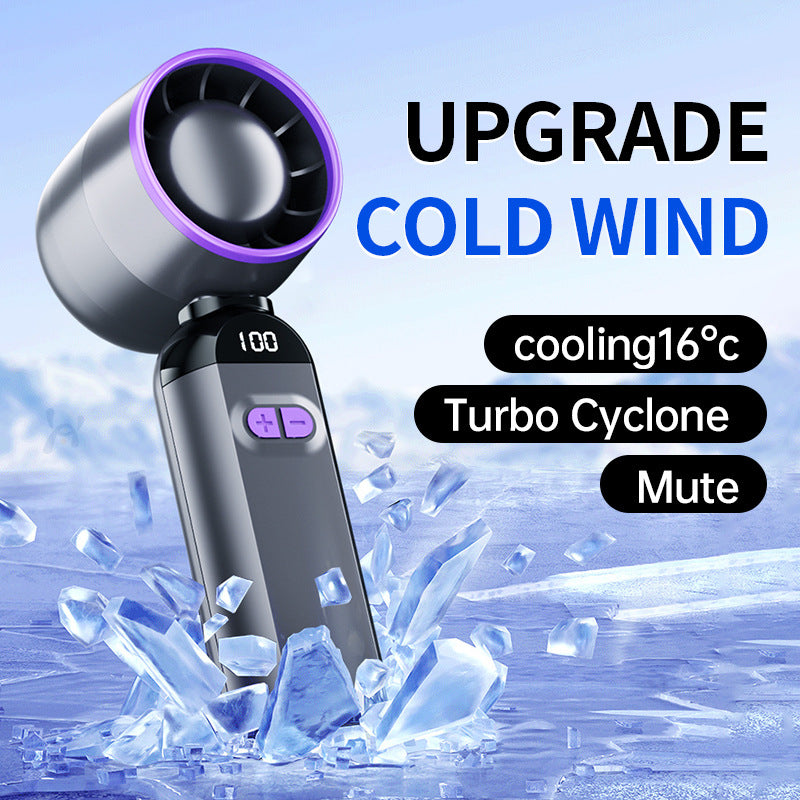 Women's Portable Turbo Cooling Fan with LED Display and Noise Reduction Bowlift